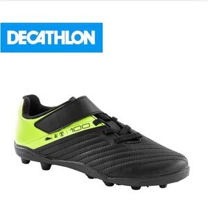 Decathlon Black and Neon Green Kids Sneakers
